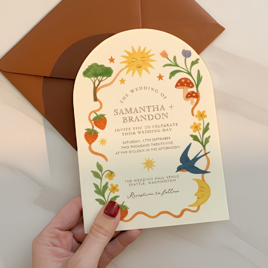 Invitation Arc lunaire Soleil & Lune Mariage floral