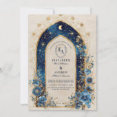 Invitation Arc Lune en Mariage Bleu de minuit (Devant)