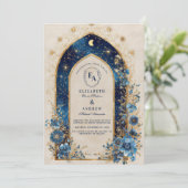 Invitation Arc Lune en Mariage Bleu de minuit (Debout devant)