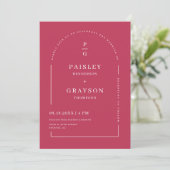 Invitation Arc magenta minimal moderne QR Code Mariage photo (Debout devant)