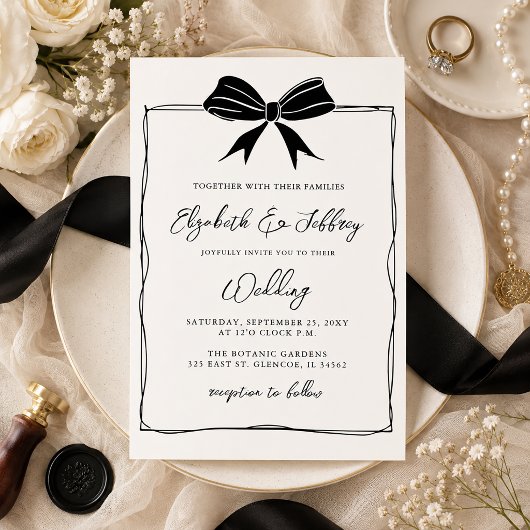 Invitation Arc Main Dessinée Coquette Mariage Moderne Chic