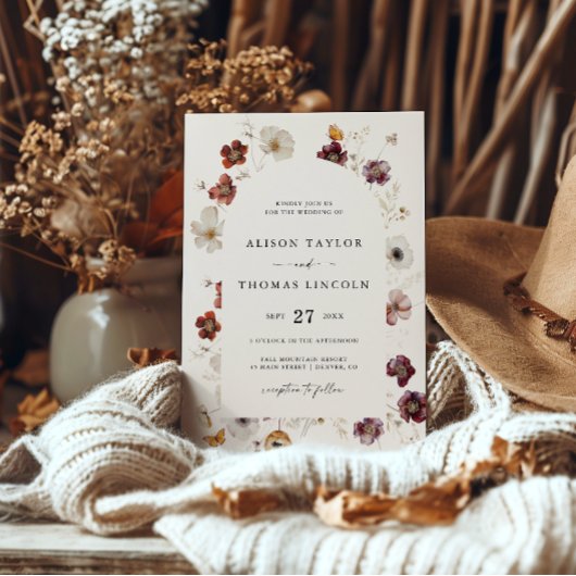 Invitation Arc Mariage Boho Fall Florals
