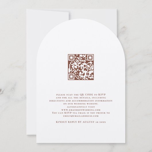 Invitation Arc Mariage Boho Terracotta Florals QR Code (Dos)