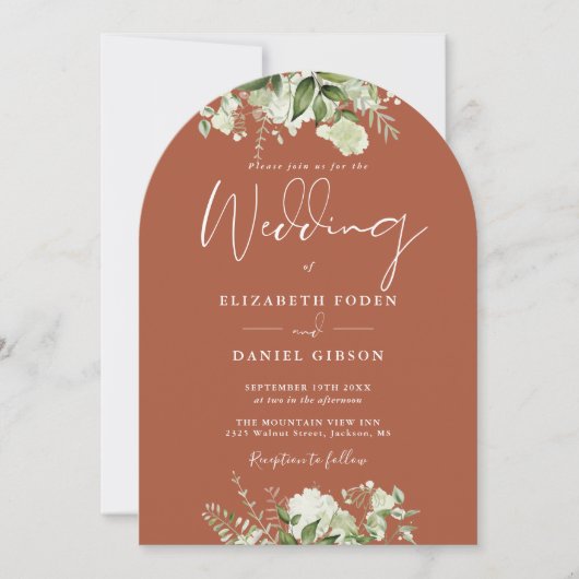 Invitation Arc Mariage Boho Terracotta Greenery QR Code (Devant)