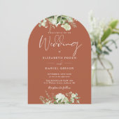 Invitation Arc Mariage Boho Terracotta Greenery QR Code (Debout devant)