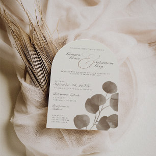 Invitation Arc Mariage botanique d'automne d'ivoire et de cen