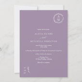 Invitation Arc mariage classique à monogramme violet fleuri (Devant)