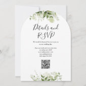 Invitation Arc Mariage de code QR Floral vert moderne (Dos)
