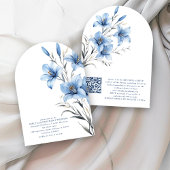 Invitation Arc Mariage de code QR Florals bleu moderne