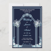 Invitation Arc Mariage de la marine florale Dusty & Light Blu (Devant)