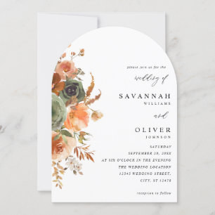 Invitation Arc Mariage fleuri Green & Terra Cotta