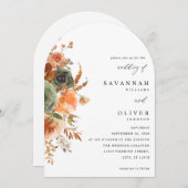 Invitation Arc Mariage fleuri Green & Terra Cotta (Devant / Derrière)