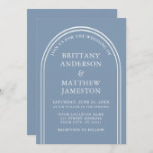 Invitation Arc Mariage moderne élégant Dusty Blue (Devant / Derrière)