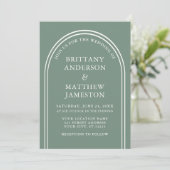 Invitation Arc Mariage moderne élégant Sage Green (Debout devant)