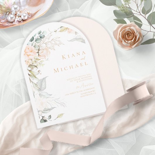 Invitation Arc Mariage Pearl Blush Floral ID989