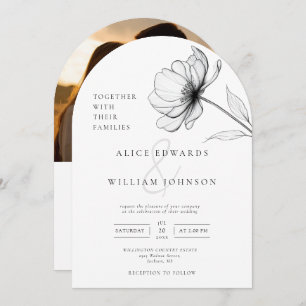 Invitation Arc Mariage photo minimaliste Floral QR Code