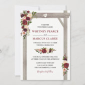 Invitation Arc Mariage Rustique Burgundy Blush Floral Boho (Devant)