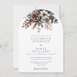 Invitation Arc Mariage tout en un floral Pinecone QR Code