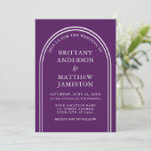 Invitation Arc Mariage violet moderne et élégant (Debout devant)