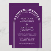 Invitation Arc Mariage violet moderne et élégant (Devant / Derrière)