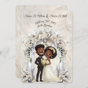 Invitation Arc Mariage Whimsical Dark Skin Bride Groom
