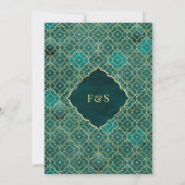 Invitation Arc marocain musulman de mariage sarcelle or (Dos)