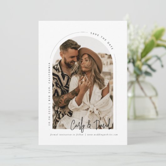 Invitation Arc minimal Enregistrer l'invitation de date (Debout devant)