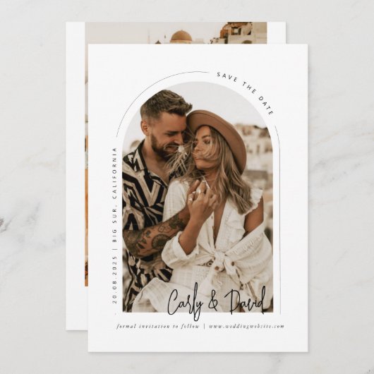 Invitation Arc minimal Enregistrer l'invitation de date (Devant / Derrière)