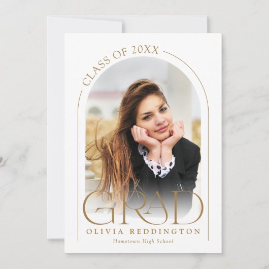 Invitation Arc minimal moderne photo Gold Graduation Party (Devant)