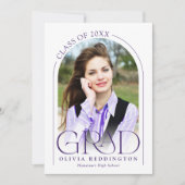 Invitation Arc minimal moderne Photo Purple Graduation Party (Devant)