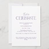 Invitation Arc minimal moderne Photo Purple Graduation Party (Dos)