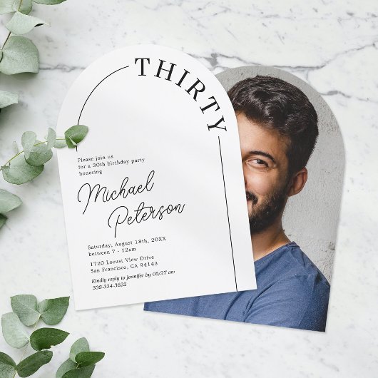 Invitation Arc minimaliste Adulte 30e anniversaire