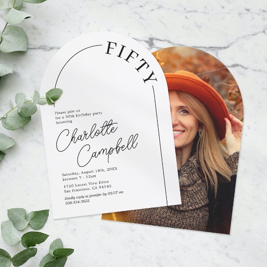 Invitation Arc minimaliste adulte 50e anniversaire