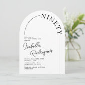 Invitation Arc minimaliste adulte 90e anniversaire (Debout devant)