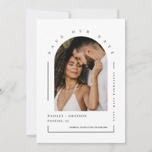 Invitation Arc minimaliste moderne photo QR Code Enregistrer