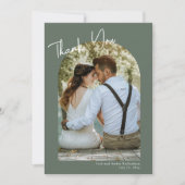 Invitation Arc minimaliste vert moderne mariage merci (Devant)