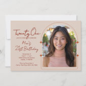 Invitation Arc Modèle photo Cactus Vine Boho 21e anniversaire (Devant)