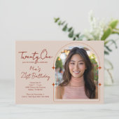 Invitation Arc Modèle photo Cactus Vine Boho 21e anniversaire (Debout devant)