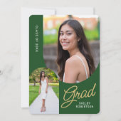 Invitation Arc Moderne 2 Photo Fête de Diplôme Vert (Devant)