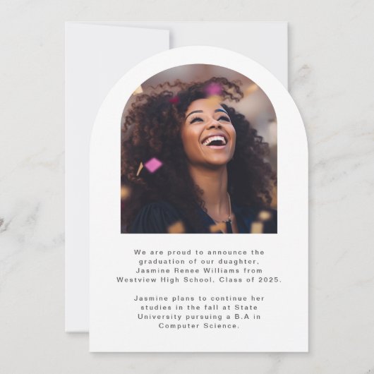 Invitation Arc moderne 2-Photo Graduation (Dos)