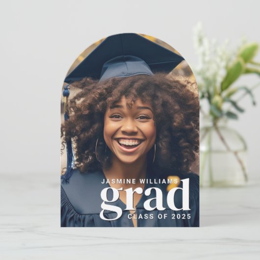 Invitation Arc moderne 2-Photo Graduation (Debout devant)