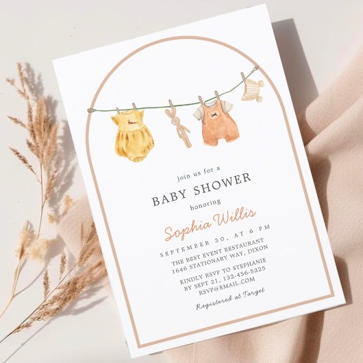 Invitation Arc moderne Aquarelle Baby shower de vêtements sim