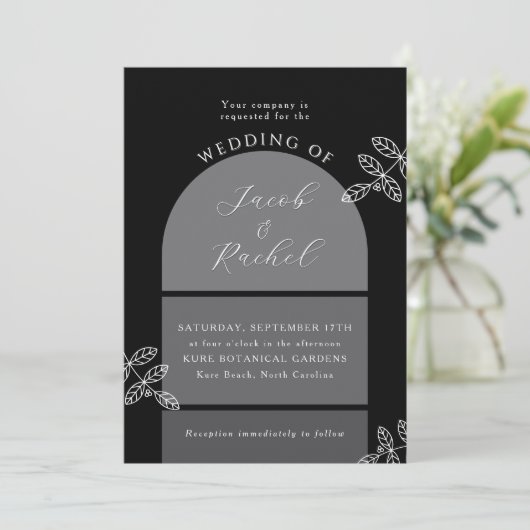 Invitation Arc moderne avec Branches Mariage élégant (Debout devant)