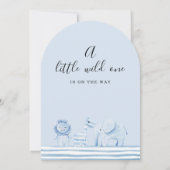 Invitation Arc moderne bleu Safari Wild Un Baby shower (Dos)