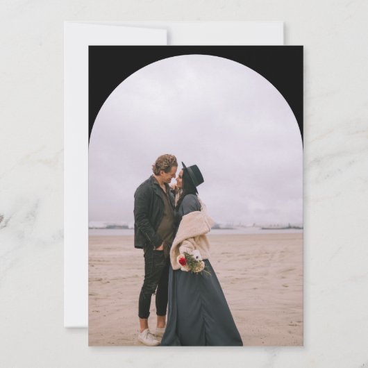 Invitation Arc moderne Boho 2 photos mariage noir (Dos)