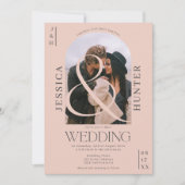 Invitation Arc moderne Boho 2 photos mariage rose pâle (Devant)