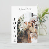 Invitation Arc moderne Boho Noël photo de famille joyeuse (Debout devant)