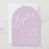 Invitation Arc moderne Dusty Croix violet Baby Girl Baptism (Devant)