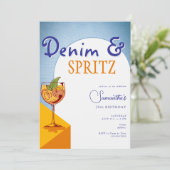 Invitation Arc moderne élégant Denim & Spritz Anniversaire d' (Debout devant)