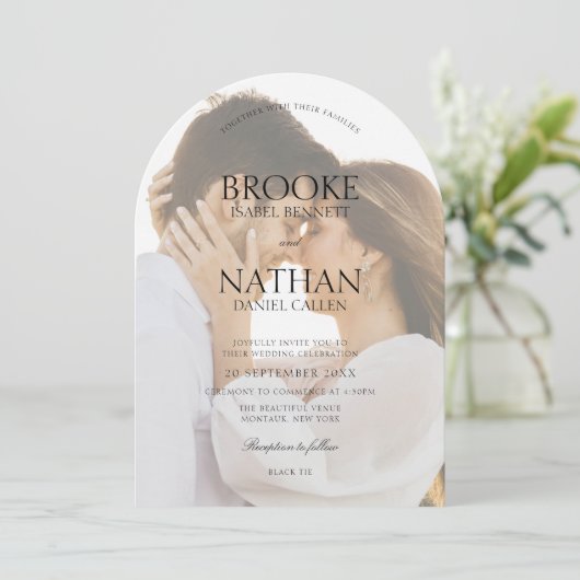 Invitation Arc moderne élégant tout en un Mariage photo (Debout devant)